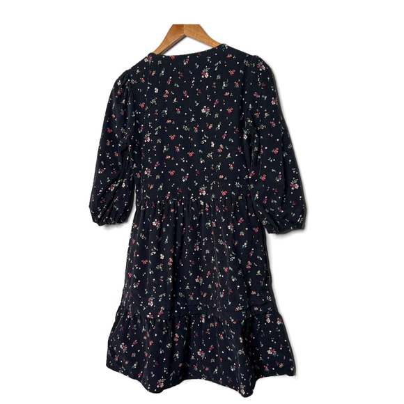 Time and Tru Womens Black Floral Corduroy Tiered Puff Sleeves Mini Dress Size S - Picture 15 of 16